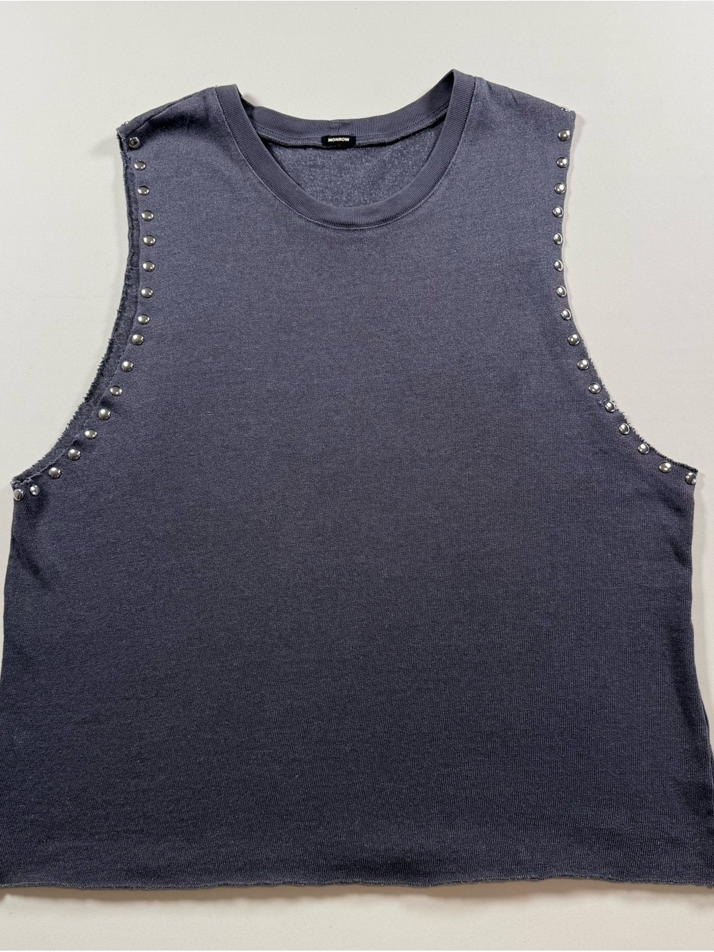 MONROW Gray Charcoal Studded Cropped Tank Top Size Large